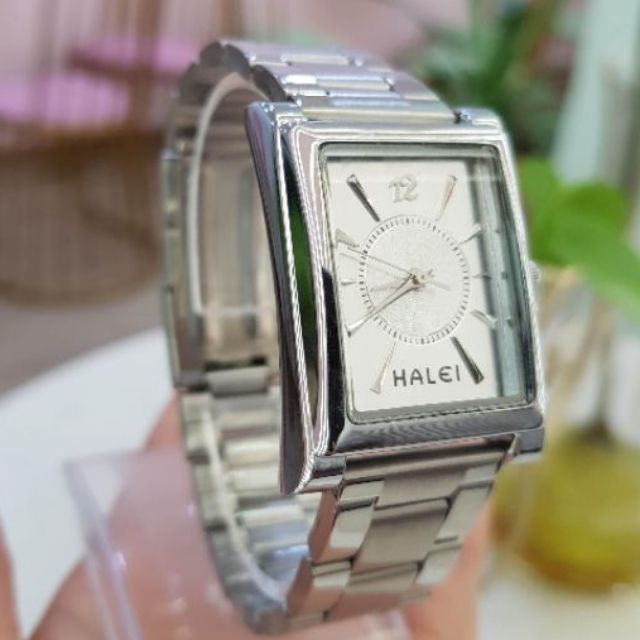 [FLASH SALE]Đồng hồ nữ HALEI dây thép- TẶNG 1 vòng tỳ hưu - dây trắng mặt đen