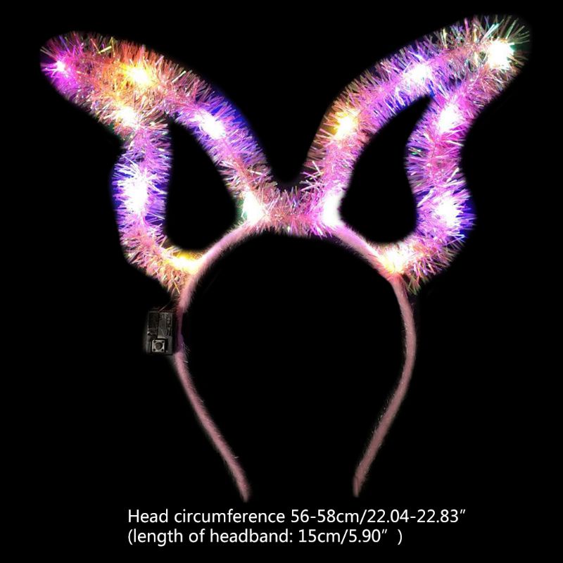 Flgo Băng Đô Tai Thỏ Có Đèn LED Lấp Lánh Dễ Thương