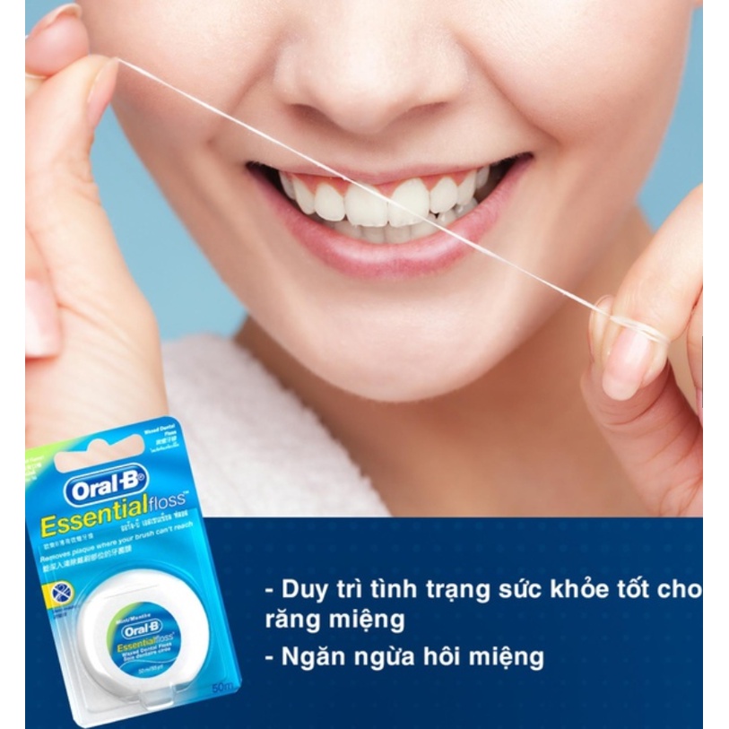 MỸ I Chỉ Nha Khoa OralB Essential Floss 1 cuộn 50m hoặc 2 cuộn 100m