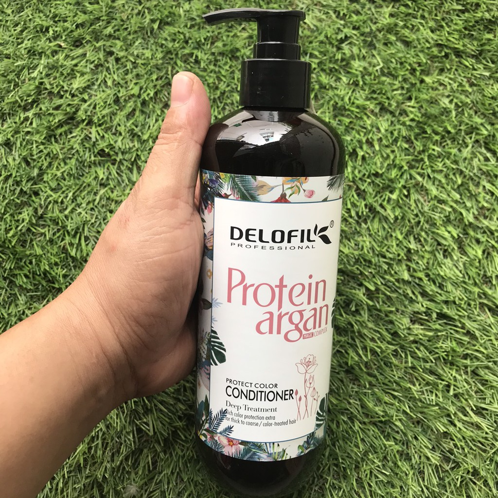 Dầu xả số 3 phục hồi, giữ màu, trị gàu ngăn ngừa rụng Delofil Protein Argan 500ml