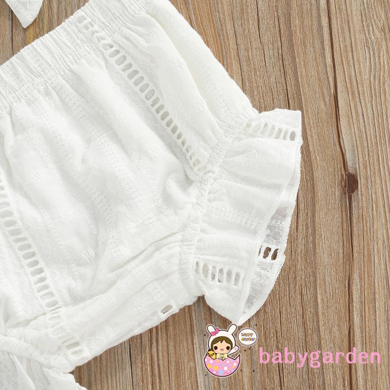 Bộ Áo Tay Cánh Tiên Hở Lưng + Quần Short Màu Trơn Dành Cho Bé Gái 0-2 Tuổi