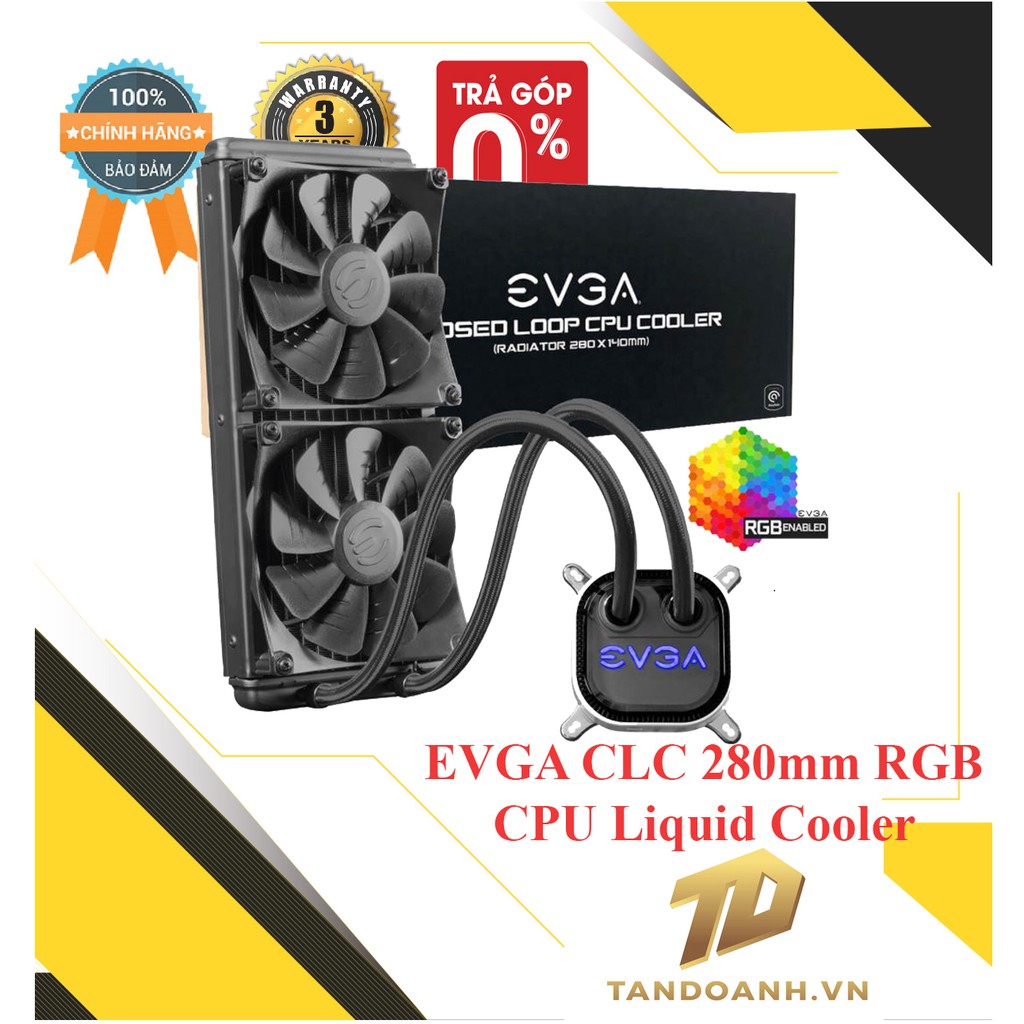 Tản nhiệt nước EVGA CLC 280mm All-In-One RGB LED CPU Liquid Cooler – 2x FX13 140mm PWM Fans