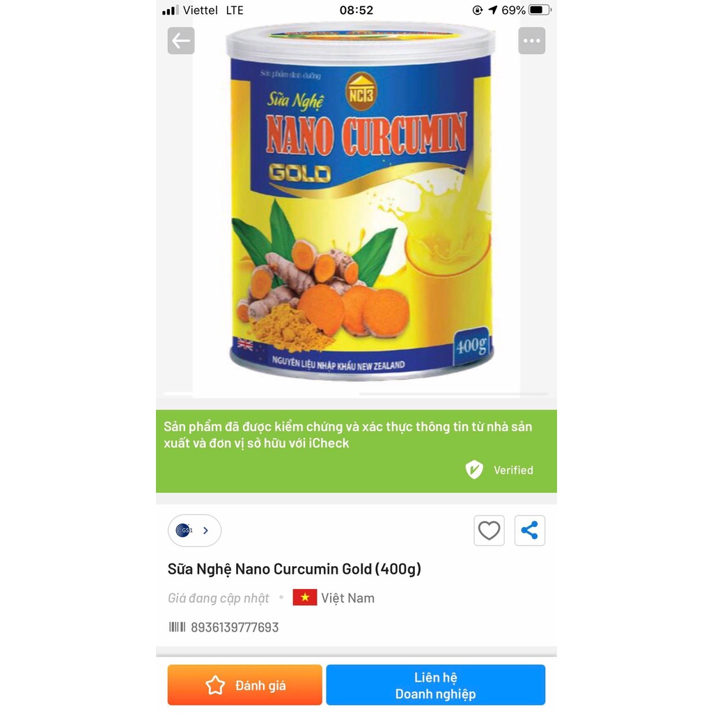 Sữa Nghệ Nano Cucurmin Gold - Chiết xuất Nghệ Vàng ( Hộp 400gram )
