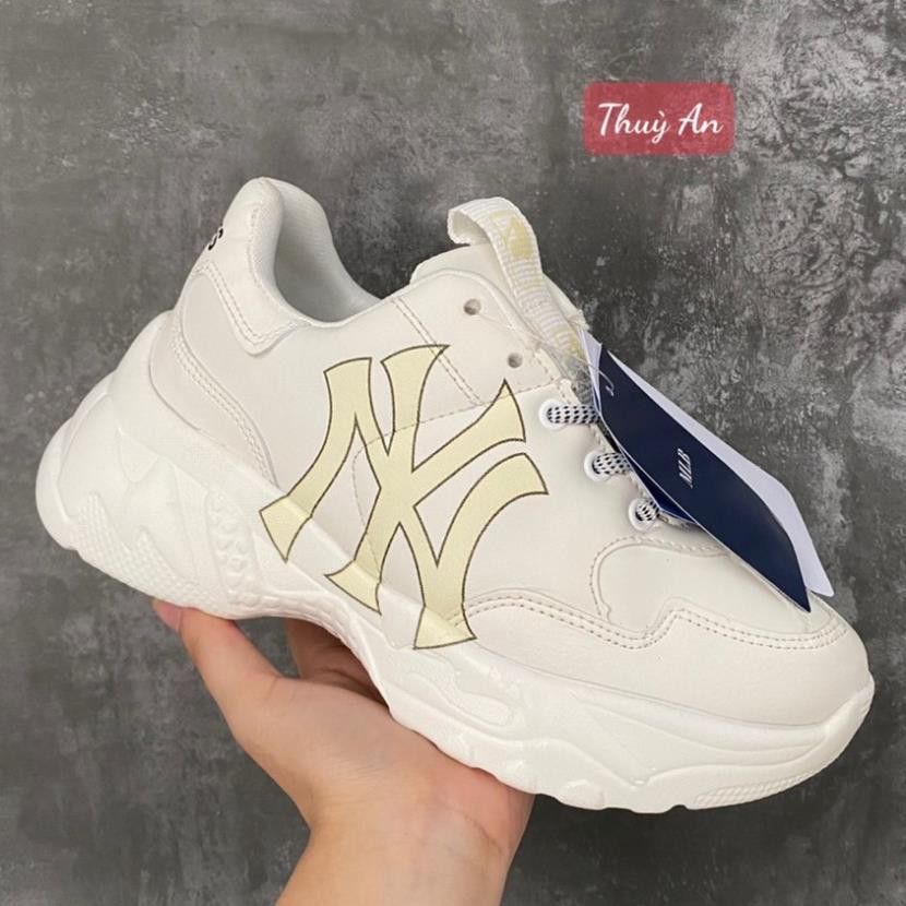 Giày thể thao MLB ny chữ vàng kiểu dáng sneaker đế độn tăng chiều cao HOT trend nam nữ