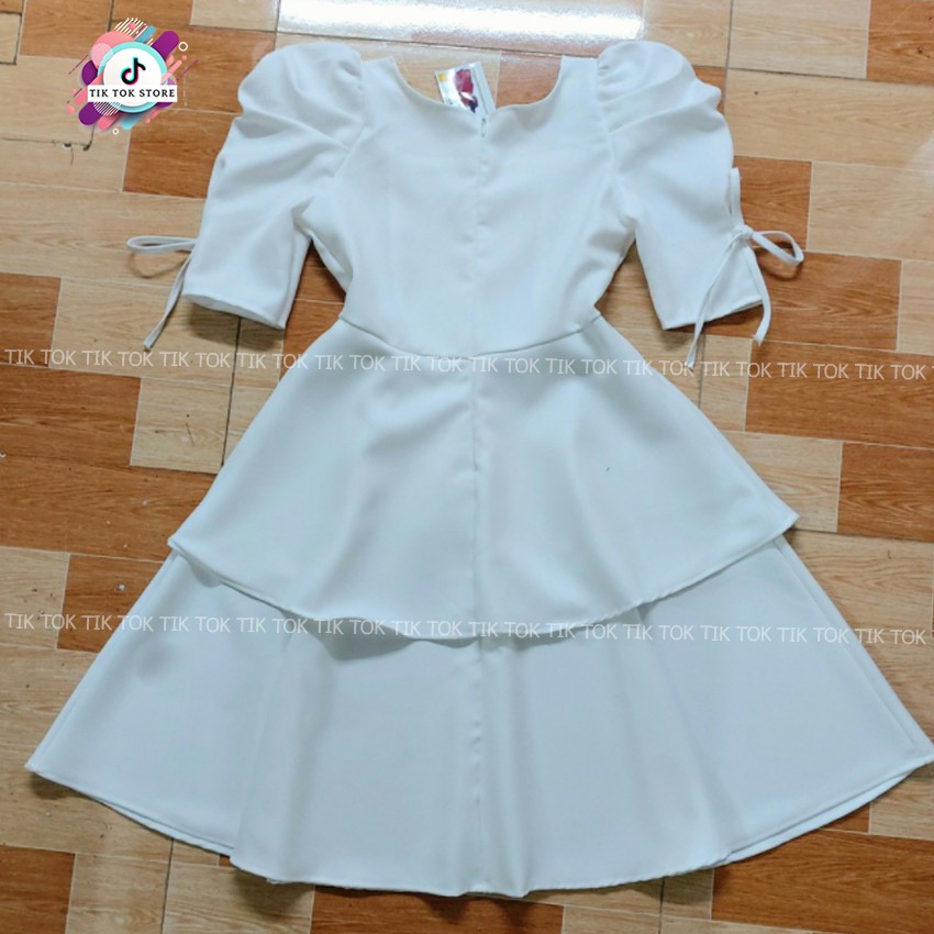 Đầm cổ vuông tay phồng, váy tay bồng kết nơ tay TIK TOK STORE | BigBuy360 - bigbuy360.vn