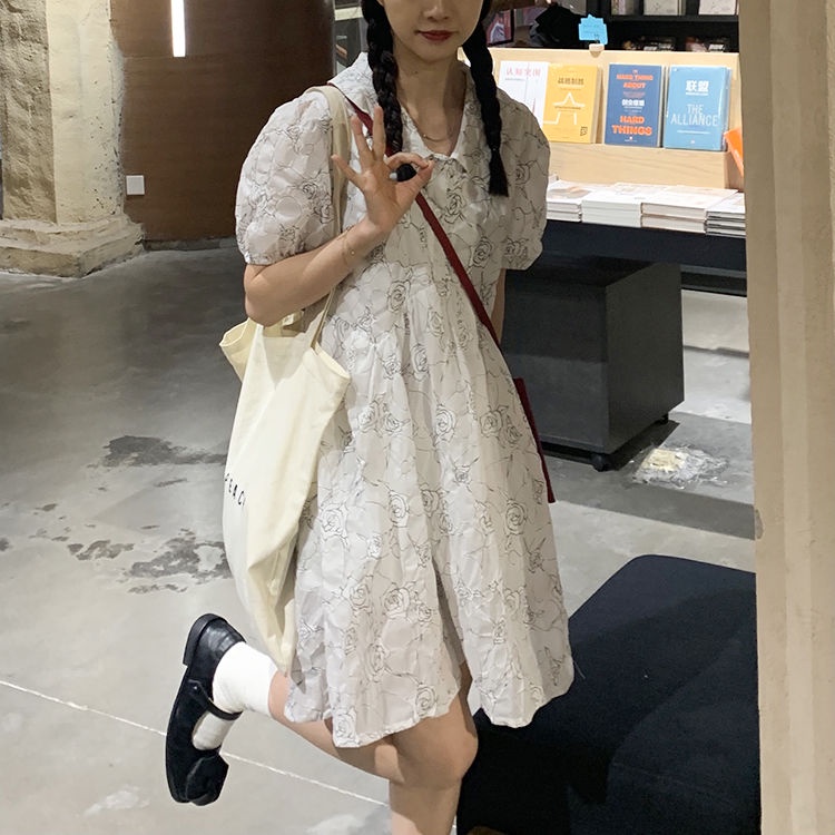 Đầm midi Màu Trắng Tay Phồng Phong Cách Cổ Điển Thời Trang Mùa Hè Cho Nữ