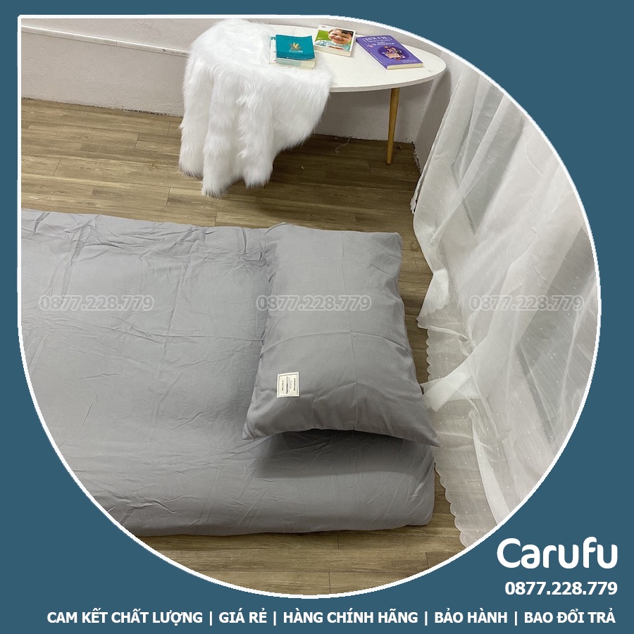 Ga nệm topper 1m4 x 2m Cotton Tici bo chun Mát lạnh giặt máy thoải mái | Carufu