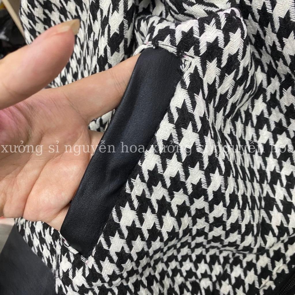 Áo khoác dạ tweed bomber có cổ phối da form rộng unisex nam nữ mặc được phong cách trẻ trung năng động