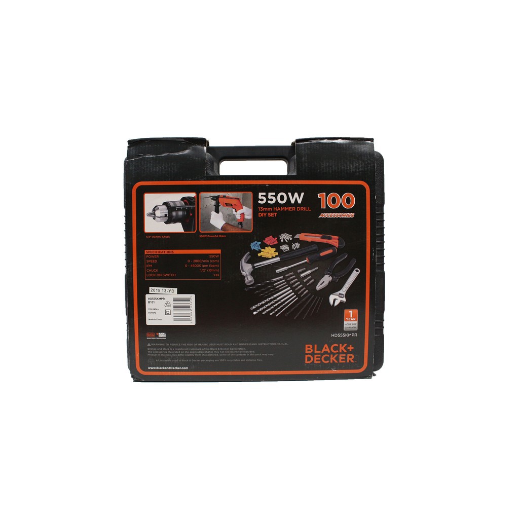 Máy khoan búa Black & Decker HD555KMPR-B1 (550W-13MM)