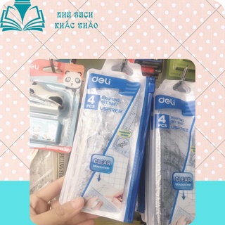 Bộ dụng cụ học sinh deli, 4 dụng cụ/hộp - e9597