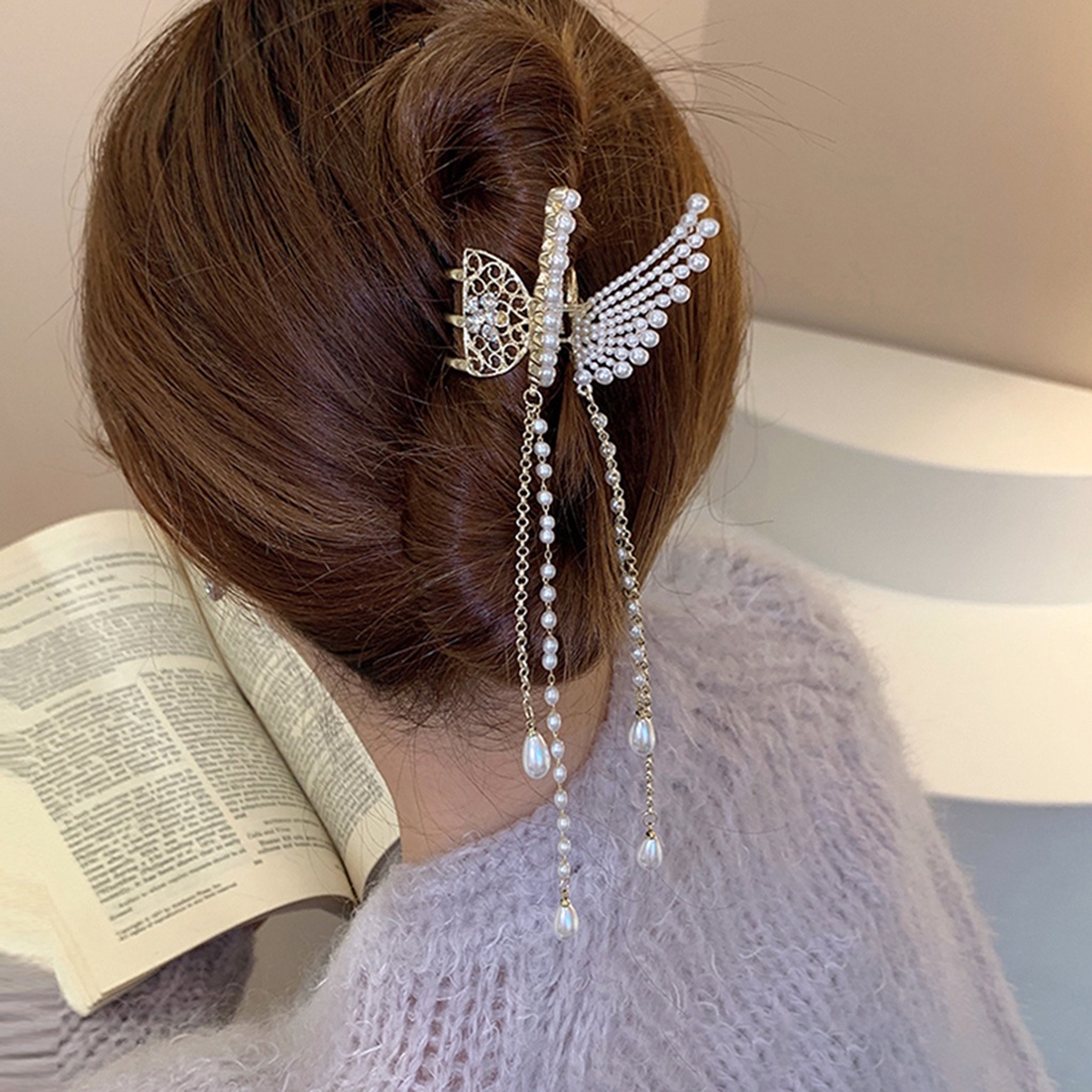 Kẹp Tóc Hình Bướm Phối Tua Rua Thời Trang