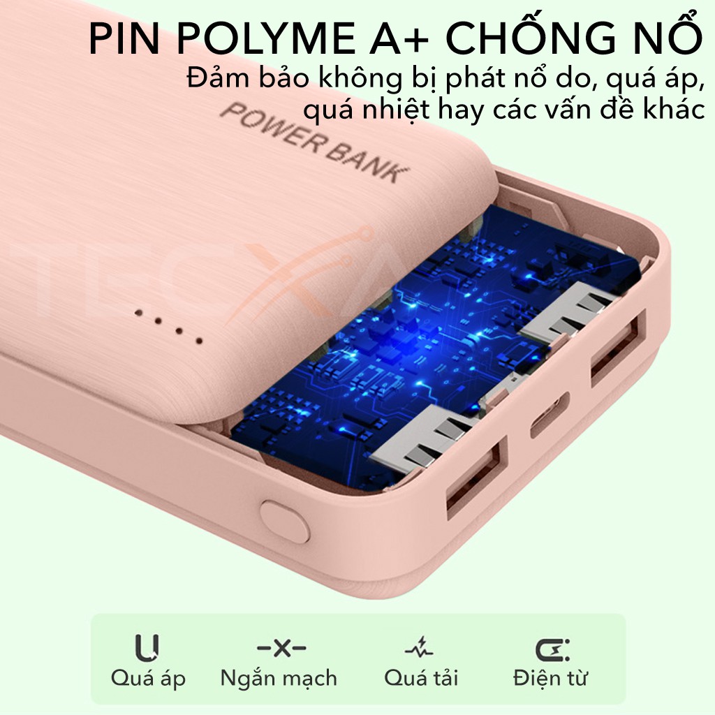 Sạc dự phòng 20000 mAh 2 cổng USB Sạc nhanh, nhỏ gọn tiện lợi