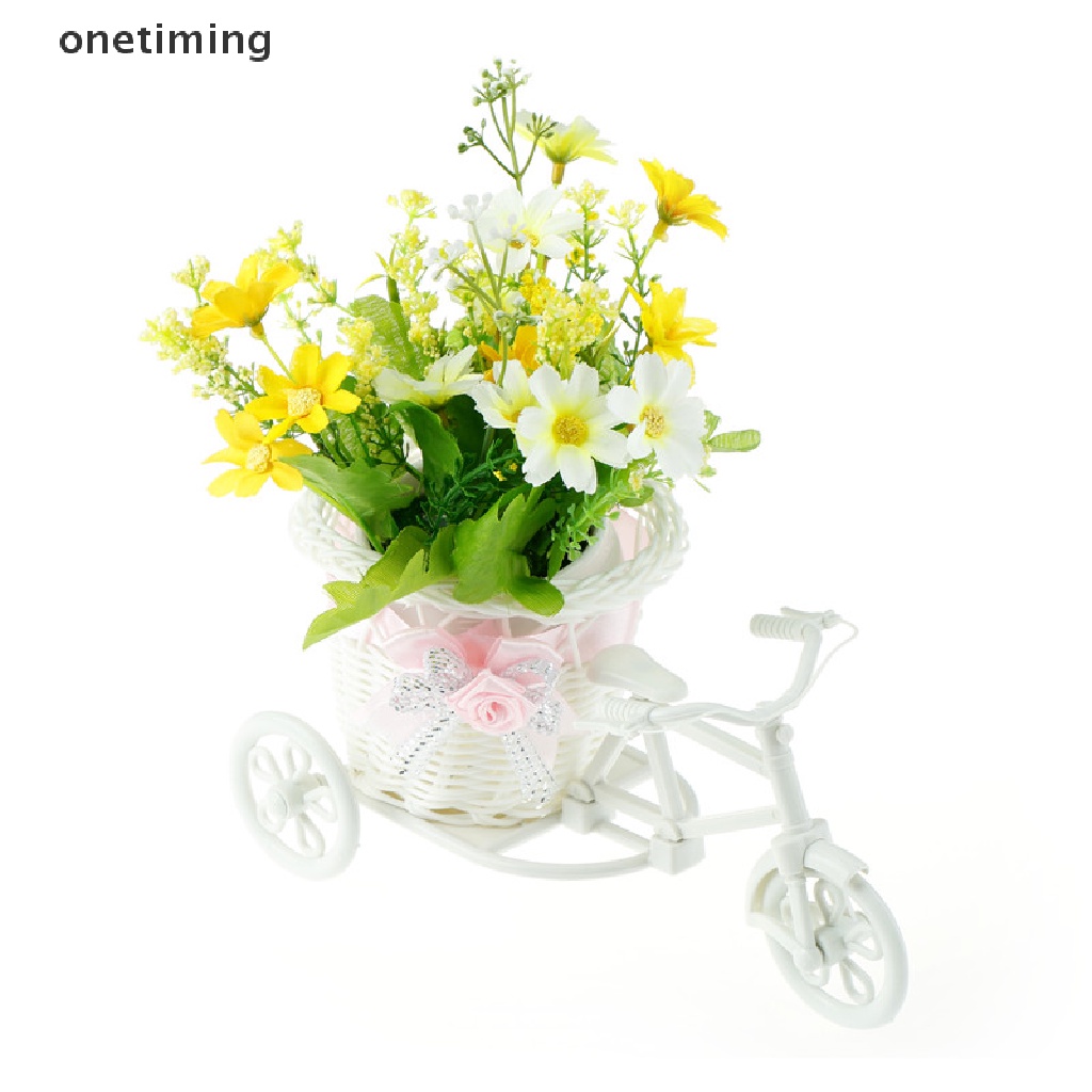 Otvn Excellent White Tricycle Bike Flower Basket Container For Flower Plant Home Decor Vase Jelly