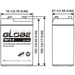 ẮC QUY GLOBE KHÔ KÍN KHÍ 6V 5Ah WP5-6