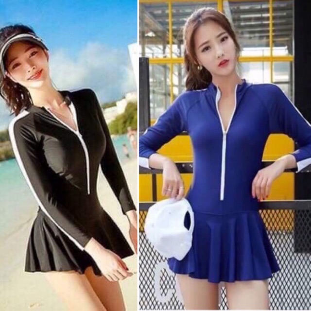 [CÓ BIG SIZE] Đồ bơi Mônkini Bikini liền mảnh tay dài quần váy chất đẹp