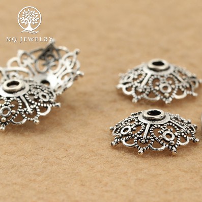 Charm bạc chụp hạt đầu lưới torus - NQ Jewelry