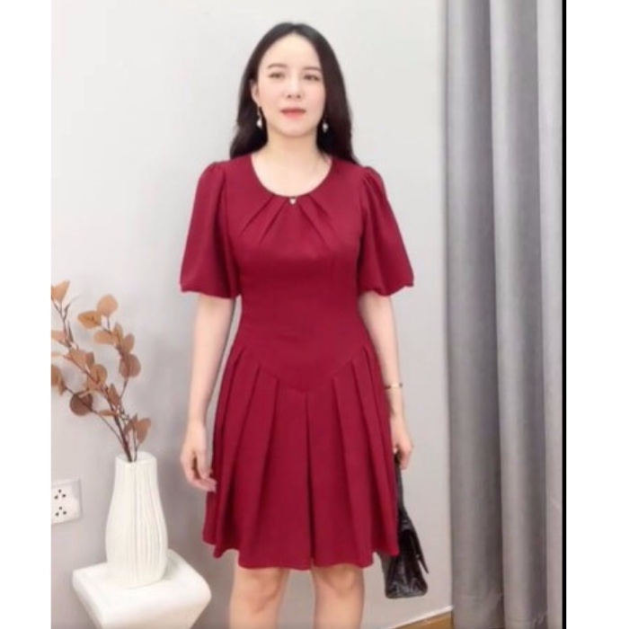 Váy xòe cổ tròn xếp li ngực Zym's House - LT137