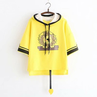 Áo Thun Hoodie Tay Ngắn Sư Tử K90