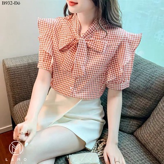 Áo sơ mi công sở nữ vải lụa mango mềm mượt phối nơ xinh LAMO-B932