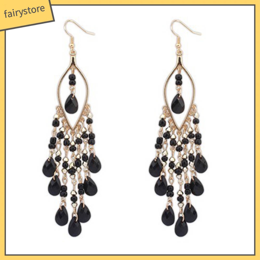 Khuyên Tai Xỏ Hạt Tua Rua Phong Cách Bohemia