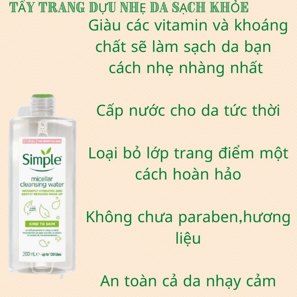 Nước Tẩy Trang Simple Micellar Cleansing Water 200ml