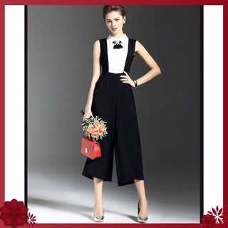 Hàng nhập - Jumpsuit ống suông lửng phối màu kèm phụ kiện thanh lịch - TGS36280