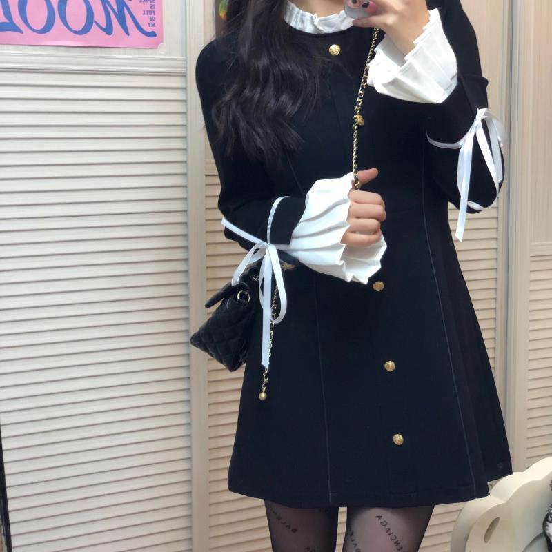 Đầm Tay Dài Thời Trang Thu Đông Phong Cách Hàn Quốc Cho Bé Gái