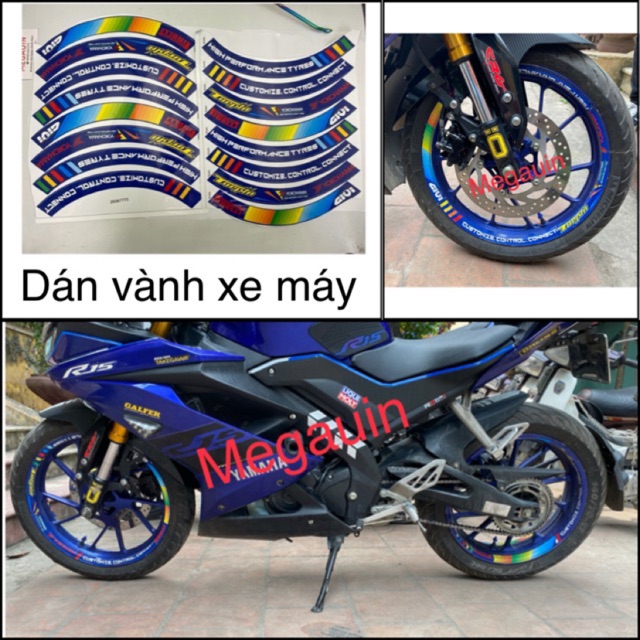 [Mã LIFEAUMAY giảm 10% tối đa 30k đơn 150k] Tem decal dán vành bản to Exciter, Winner, Air Blade, Sh, R15v3, MT15 , TFX