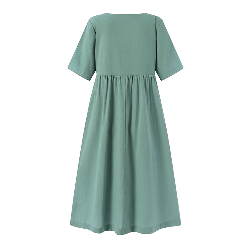 Đầm Zanzea mini tay lửng cài nút màu trơn đơn giản dễ phối đồ phong cách đường phố Hàn Quốc cho nữ