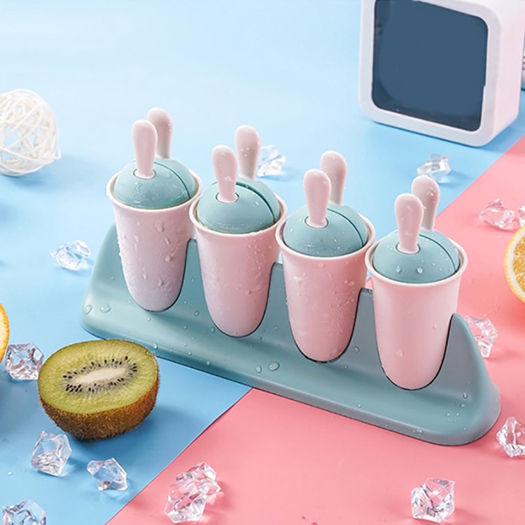 Bộ khuôn kem đôi 4 hộp 8 cây có giá đựng hình thỏ Bunny dễ thương