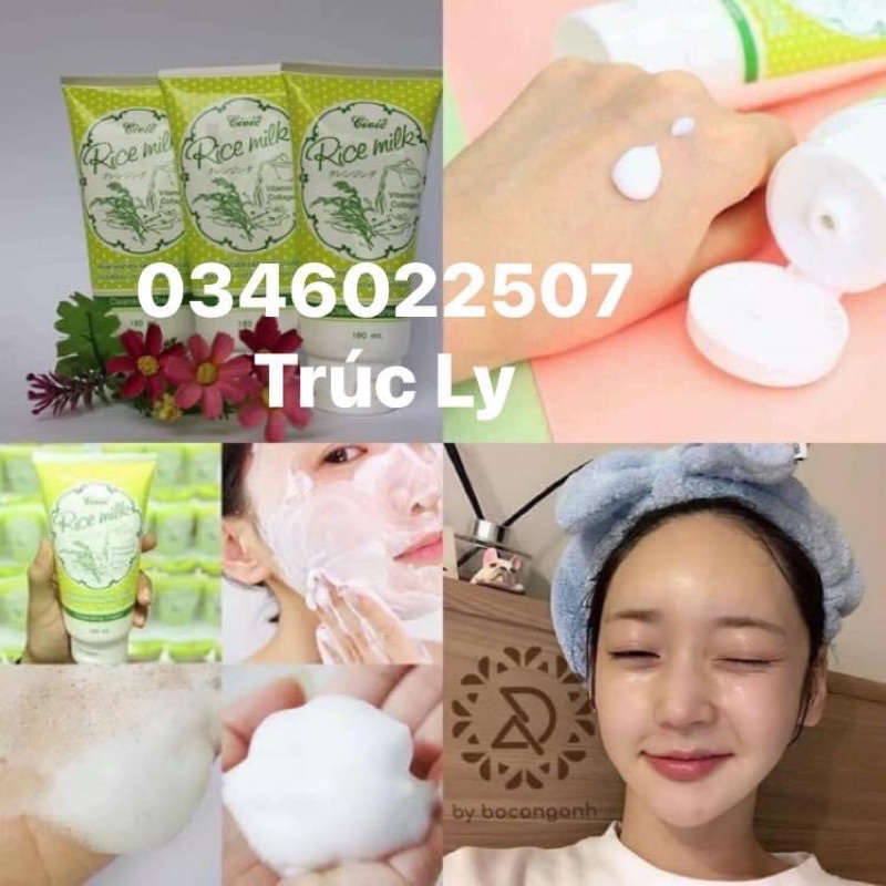 (Hàng chuẩn ) Sữa rửa mặt Gạo Thái Lan giúp dưỡng trắng da tuýp 180ml