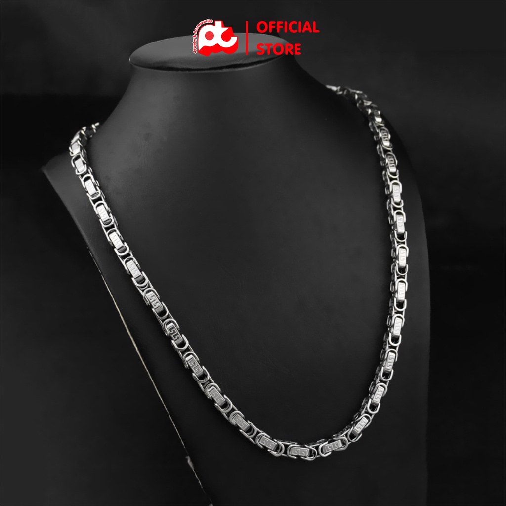 Dây chuyền nam cao cấp thời trang đẹp titan kiểu khắc họa tiết vạn lý trường thành PT JEWELRY 6mm PTDCNA177