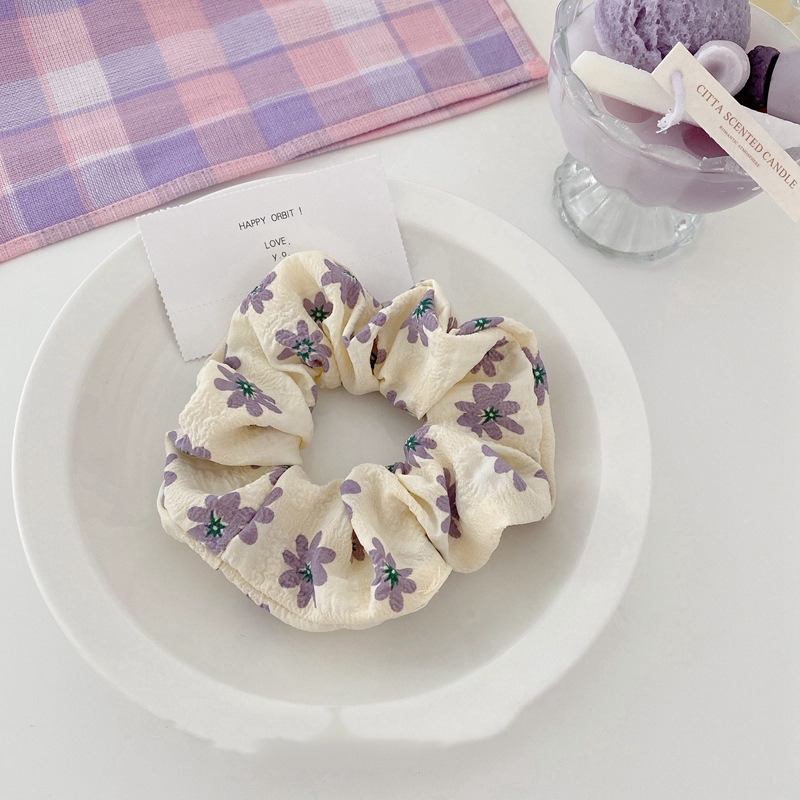 Dây buộc tóc Scrunchie in hoa nhiều màu Vinhtage phong cách Hàn (Hair Scrunchies)