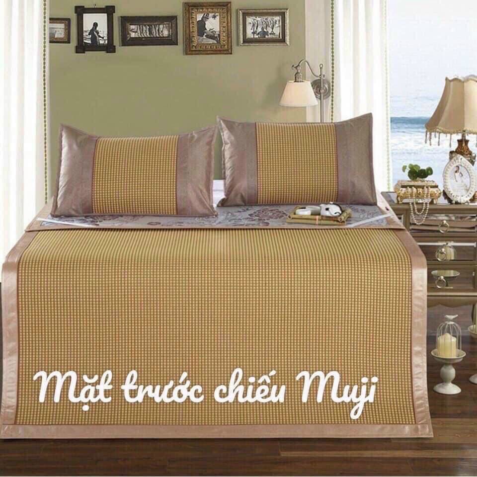 [ Tặng 2 vỏ gối ] Chiếu điều hòa sợi mây Việt Nam xuất khẩu  , Chiếu điều hòa sợi mây lót lụa - Hàng Cao Cấp