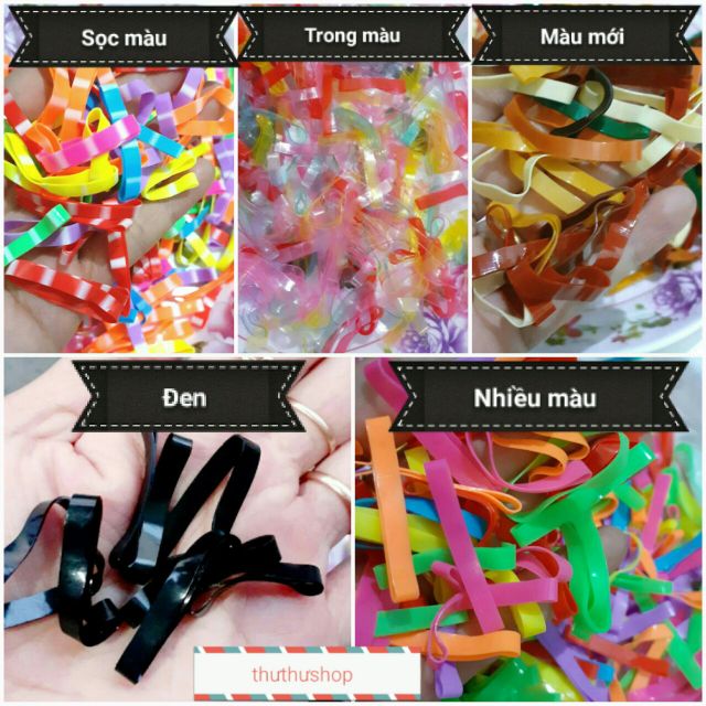  (25gam) 1 túi thun cột tóc đại (màu/trong/đen)