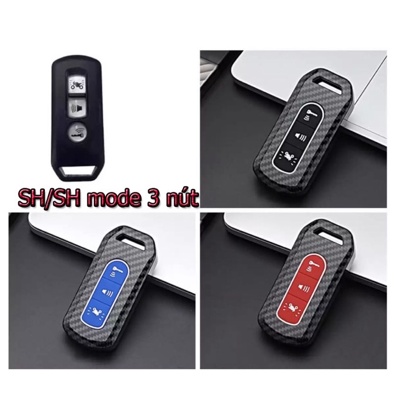 Bọc Khoá Smartkey Sh/Sh mode Full carbon 3 Nút Tặng kèm móc treo