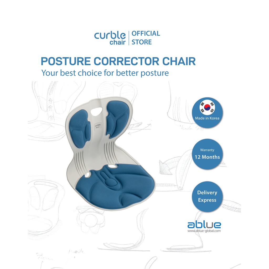 [Chính hãng ABLUE]Ghế điều chỉnh tư thế ngồi chống gù Hàn Quốc Curble chair Comfy- Made in Korea