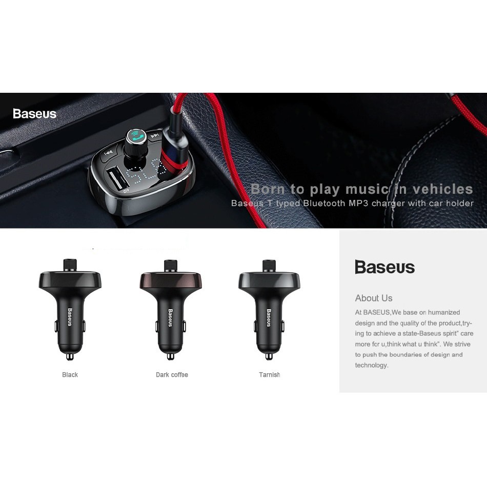 Bộ tẩu sạc trên xe hơi Baseus Bluetooth MP3