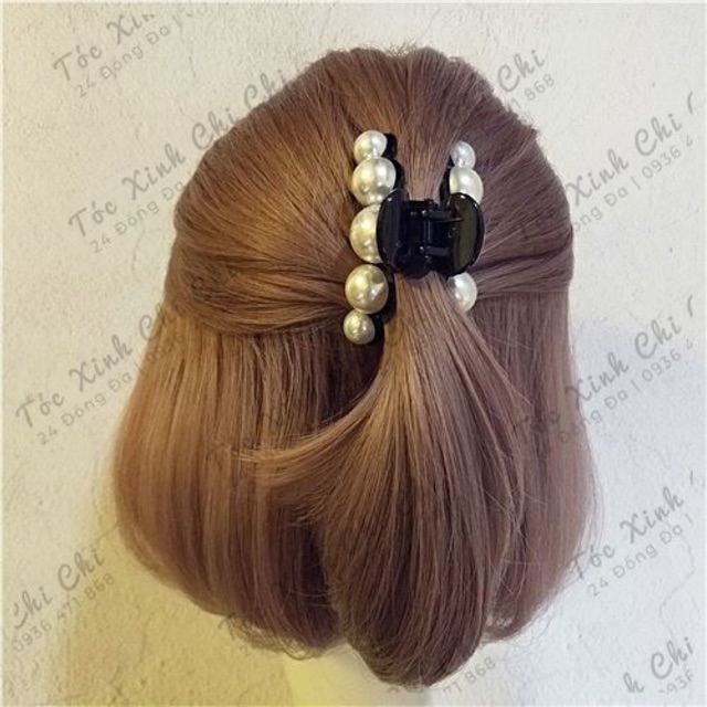 Kẹp tóc càng cua đính hạt trắng siu đẹp