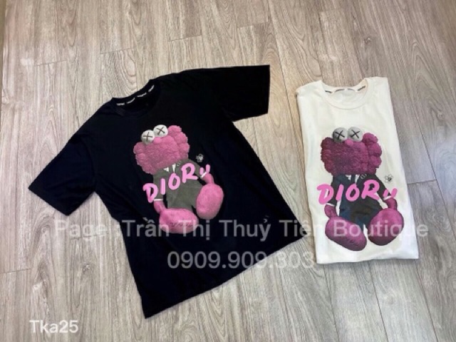 Áo thun form rộng giấu quần ka.ws tím