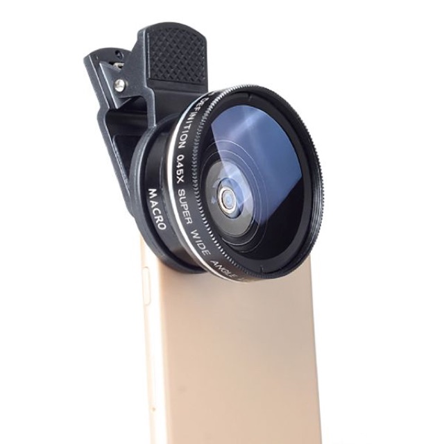Bộ ống kính chụp ảnh apexel dành cho điện thoại 2in1 góc rộng và macro APL-0.45WM