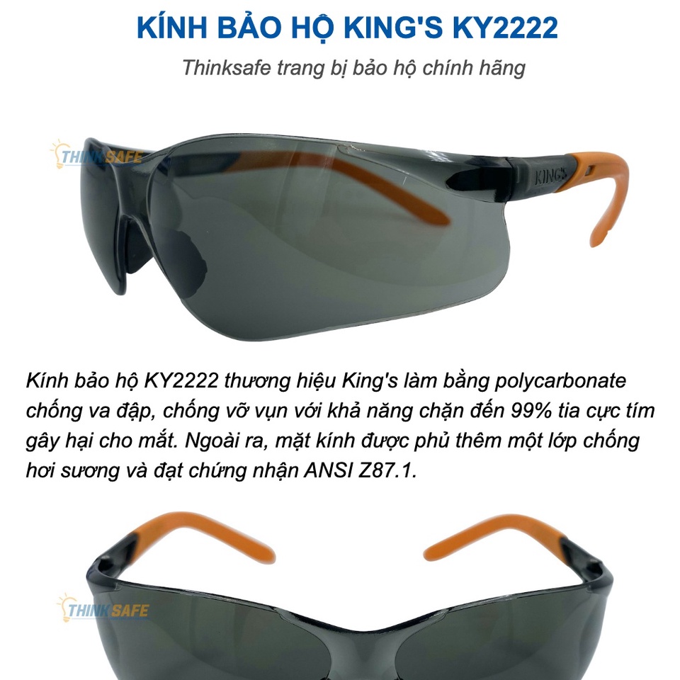 Kính bảo hộ Kings KY2222 chống bụi, tia UV, chống trầy xước đọng sương Mắt kính bảo vệ mắt đi xe máy, lao động