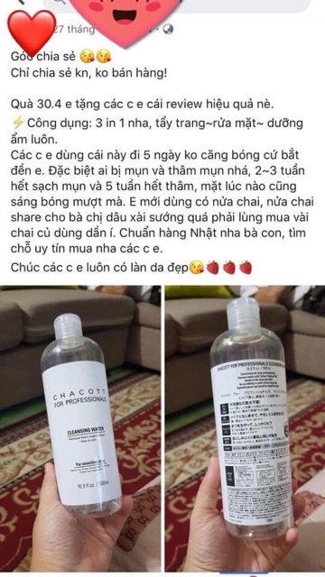 Nước tẩy trang CHACOTT Cleansing Water Nhật Bản - LAMII BEAUTY