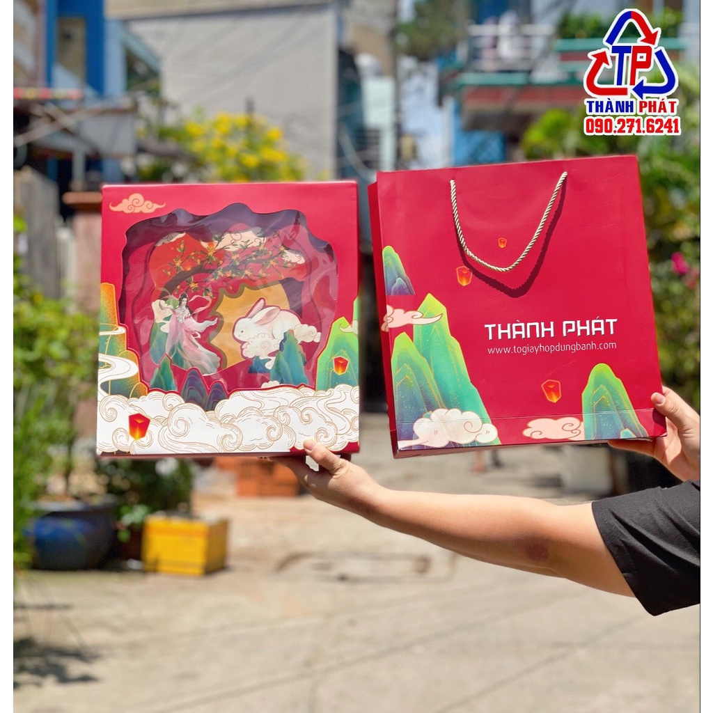 5 Hộp đựng 8 bánh trung thu vip 80g-100g-125g - Hằng Nga đỏ mẫu mới trung thu 2023