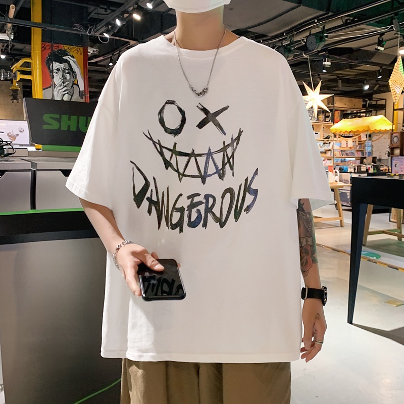 Áo Thun Tay Ngắn Dáng Rộng Phong Cách Hip Hop Hàn Quốc Cá Tính Cho Nam Size S-8Xl