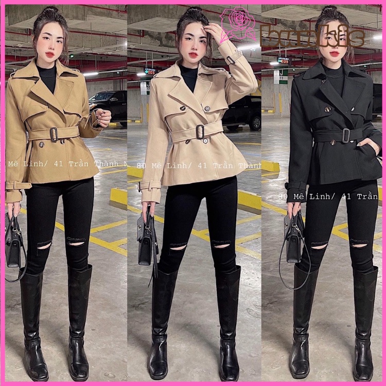 Áo Dạ Ép Hàng Quảng Châu Kèm Đai, Chất Dạ Ép Lông Dày Đẹp