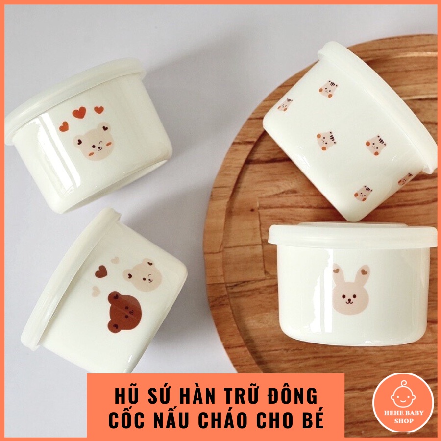 Hũ sứ Hàn Quốc làm cốc nấu cháo, trữ đông đồ ăn dặm cho bé