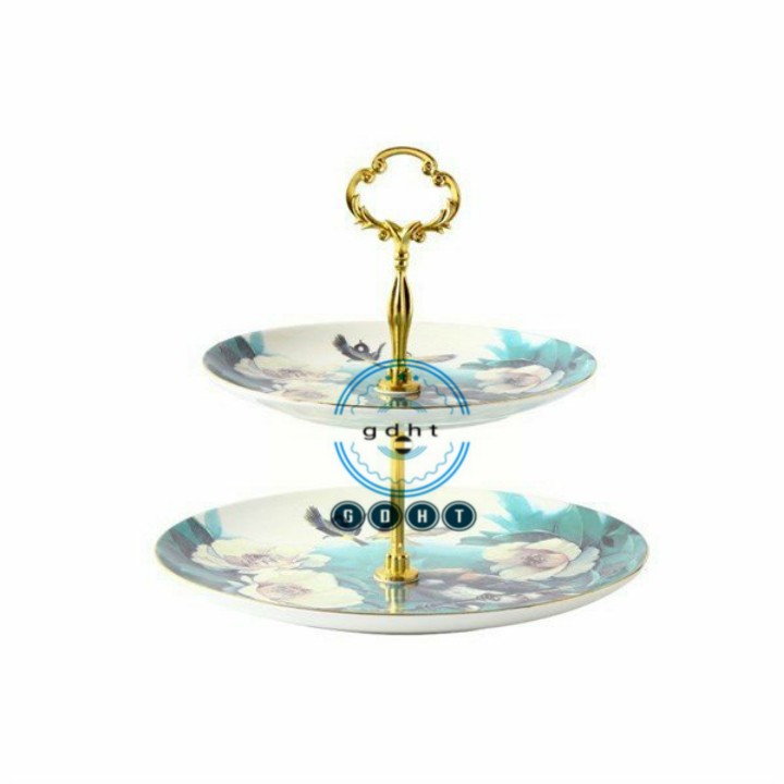 Khay sứ dạng 2,3 tầng đựng hoa quả cao cấp trắng,xanh