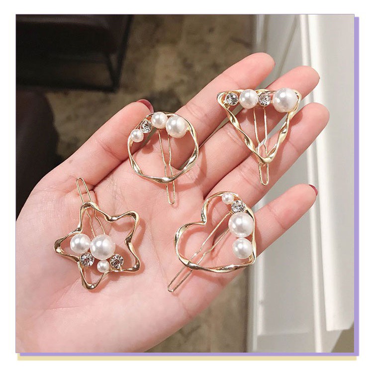 Kẹp tóc mini nữ đính hạt trai nhiều mẫu KT04