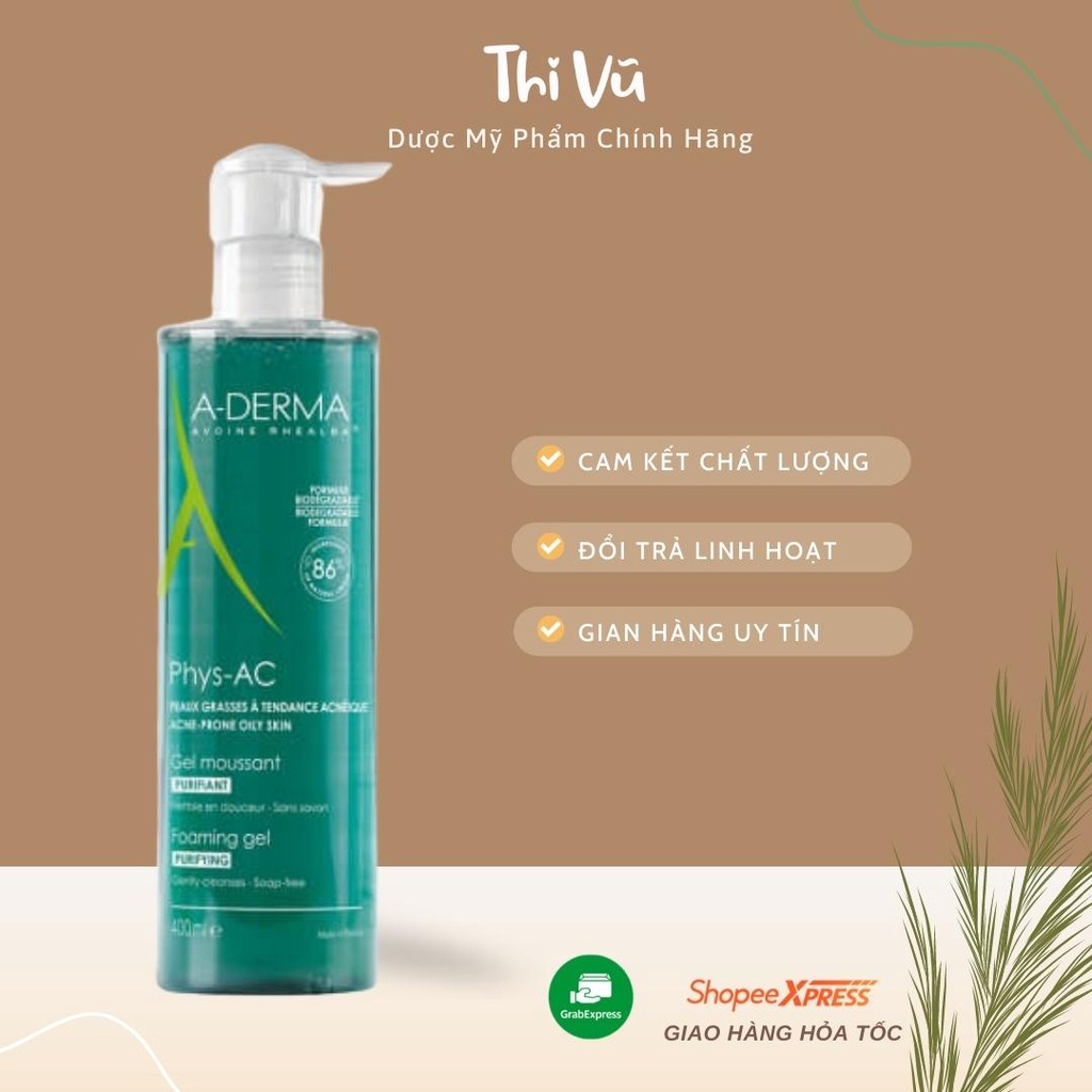 Sữa rửa mặt Aderma Purifying Cleansing Gel, sữa rửa mặt cho da dầu - Thi Vũ